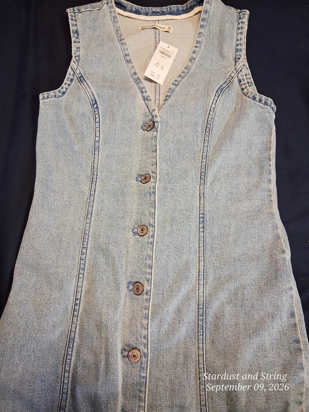 Abercrombie & Fitch Light Blue Denim Button-Down Maxi Dress